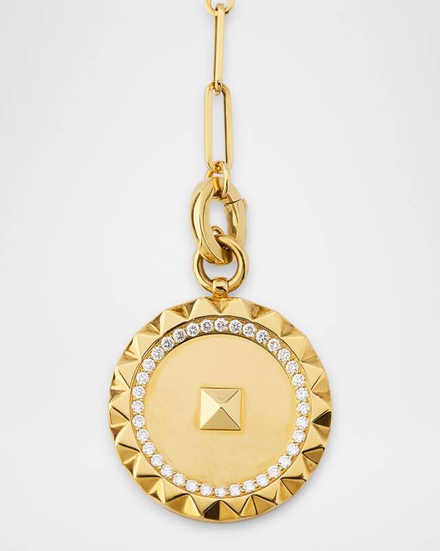18K Yellow Gold Obelisco Medallion Diamond Necklace